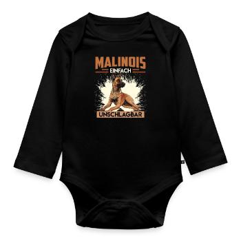 MALINOIS EINFACH UNSCHLAGBAR Belgischer Malinois - Baby Bio-Langarm-Body - Schwarz - Vorne