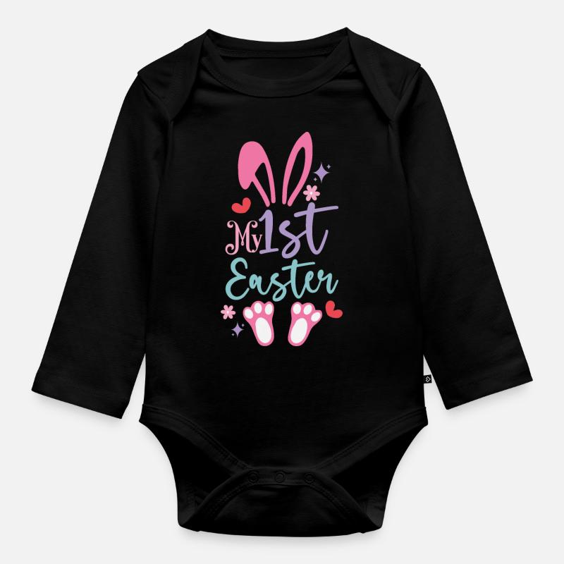 My first Easter Easter - Organic Longsleeve Baby Bodysuit - black