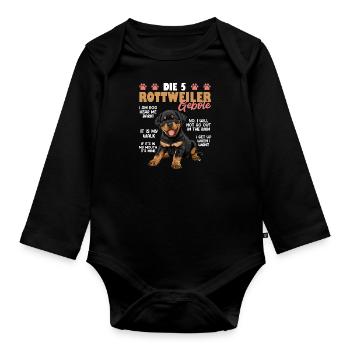 Rottie Besitzer DIE 5 ROTTWEILER GEBOTE Lustiges - Baby Bio-Langarm-Body - Schwarz - Vorne