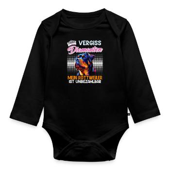 Rottweiler Frau VERGISS DIAMANTEN MEIN ROTTWEILER - Baby Bio-Langarm-Body - Schwarz - Vorne