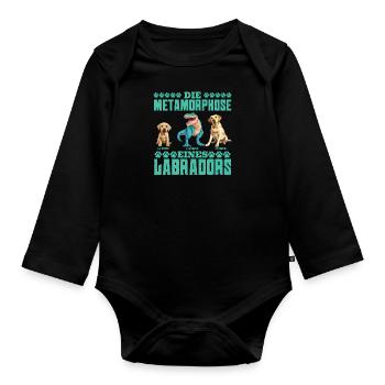 Labrador Besitzer DIE METHAMORPHOSE EINES LABRADOR - Baby Bio-Langarm-Body - Schwarz - Vorne