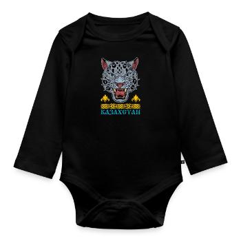 Kasachstan Astana Zentralasien Kasach UdSSR - Baby Bio-Langarm-Body - Schwarz - Vorne