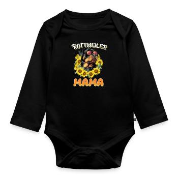ROTTWEILER MAMA Hundemama Rottie Besitzerin - Baby Bio-Langarm-Body - Schwarz - Vorne
