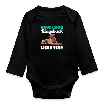 Ridgeback Besitzer RHODESIAN RIDGEBACK LIEBHABER - Baby Bio-Langarm-Body - Schwarz - Vorne