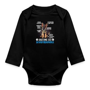 ANATOMIE DES DEUTSCHEN SCHÄFERHUNDES Lustiges - Baby Bio-Langarm-Body - Schwarz - Vorne