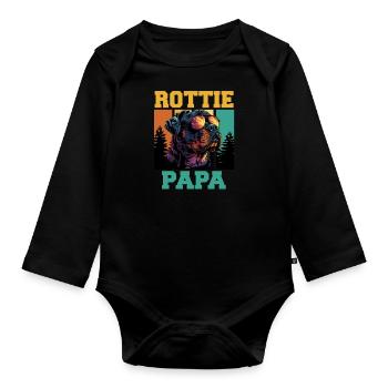 ROTTWEILER PAPA ROTTIE Rottweiler Besitzer Cooles - Baby Bio-Langarm-Body - Schwarz - Vorne