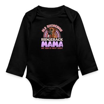Ridgeback ALS RHODESIAN RIDGEBACK MAMA Lustiges - Baby Bio-Langarm-Body - Schwarz - Vorne