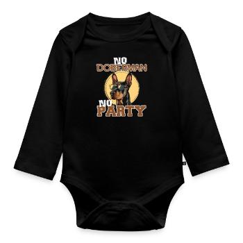 Doberman Besitzer NO DOBERMAN NO PARTY Lustiges - Baby Bio-Langarm-Body - Schwarz - Vorne