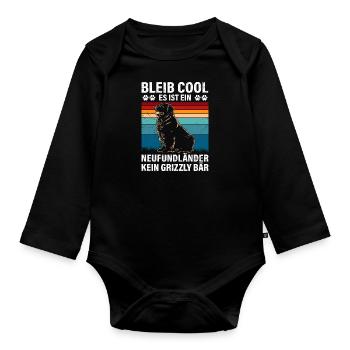 Newfie BLEIB COOL NEUFUNDLÄNDER KEIN GRIZZLY - Baby Bio-Langarm-Body - Schwarz - Vorne