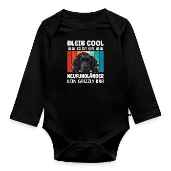 Neufundländer BLEIB COOL KEIN GRIZZLY BÄR NUR - Baby Bio-Langarm-Body - Schwarz - Vorne