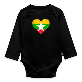Myanmar Asien Bamar Burmesisch Urlaub Reise - Baby Bio-Langarm-Body - Schwarz - Vorne