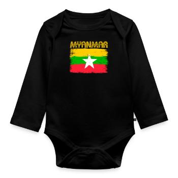 Birma Birmanisch Myanmar Asien Tourist Reise - Baby Bio-Langarm-Body - Schwarz - Vorne