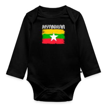 Birma Birmanisch Myanmar Asien Tourist Reise - Baby Bio-Langarm-Body - Schwarz - Vorne