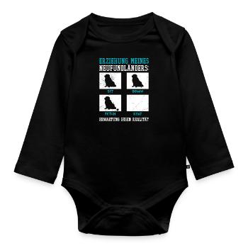 Hundetraining ERZIEHUNG MEINES NEUFUNDLÄNDERS - Baby Bio-Langarm-Body - Schwarz - Vorne