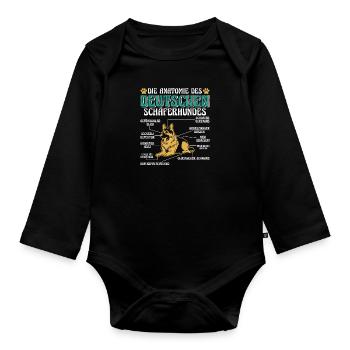 ANATOMIE DES DEUTSCHEN SCHÄFERHUNDES Lustiges - Baby Bio-Langarm-Body - Schwarz - Vorne