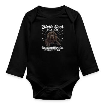 Neufundländer BLEIB COOL KEIN GRIZZLY BÄR NUR - Baby Bio-Langarm-Body - Schwarz - Vorne
