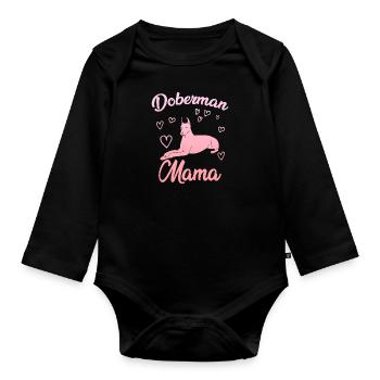 DOBERMAN MAMA Dobermänner Besitzerin Dobie - Baby Bio-Langarm-Body - Schwarz - Vorne