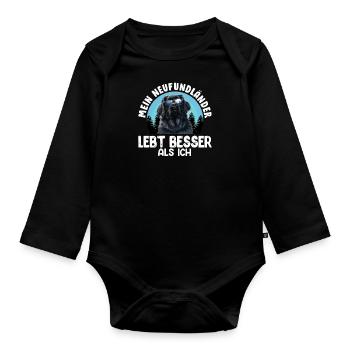 Newfie MEIN NEUFUNDLÄNDER LEBT BESSER ALS ICH - Baby Bio-Langarm-Body - Schwarz - Vorne