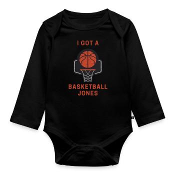 J’ai un basket-ball Jones Grunge - Body Bébé bio manches longues - noir - Devant