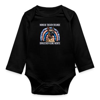 Malinois MANCHE TREUE FREUNDE BRAUCHEN KEINE WORTE - Baby Bio-Langarm-Body - Schwarz - Vorne
