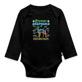 German Shepherd BREAKDOWN Funny German Shepherd - Organic Longsleeve Baby Bodysuit - black - Front