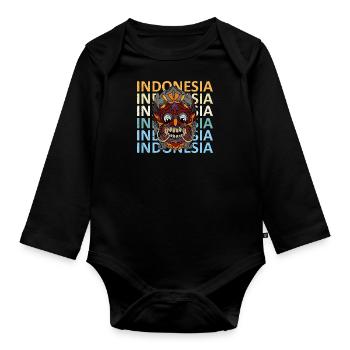 Barong Kultur Maske Indonesien Rangda Volk - Baby Bio-Langarm-Body - Schwarz - Vorne