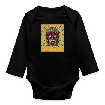 Mythischer Löwe Barong Maske Tanz Indonesien - Baby Bio-Langarm-Body - Schwarz - Vorne