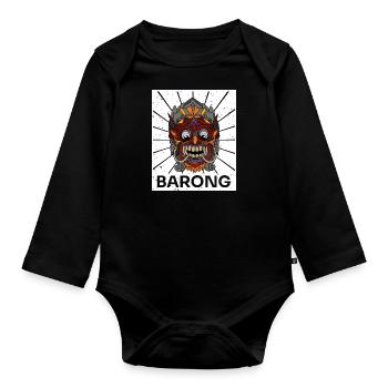 Mythischer Löwe Barong Maske Tanz Indonesien - Baby Bio-Langarm-Body - Schwarz - Vorne