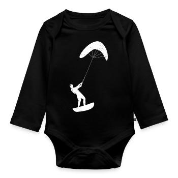 Kitesurfing - Baby Bio-Langarm-Body - Schwarz - Vorne