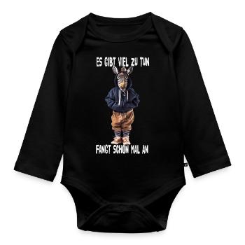There's a lot to do, let's start - Organic Longsleeve Baby Bodysuit - black - Front
