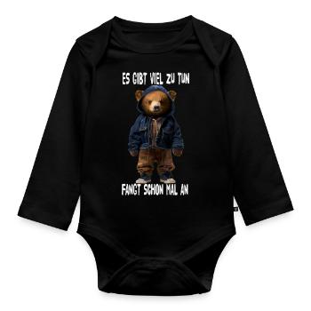 There's a lot to do, let's start - Organic Longsleeve Baby Bodysuit - black - Front