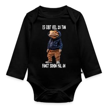 There's a lot to do, let's start - Organic Longsleeve Baby Bodysuit - black - Front