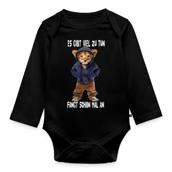 There's a lot to do, let's start - Organic Longsleeve Baby Bodysuit - black - Front