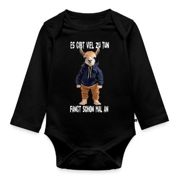 There's a lot to do, let's start - Organic Longsleeve Baby Bodysuit - black - Front