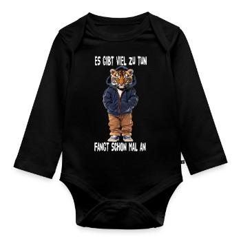 There's a lot to do, let's start - Organic Longsleeve Baby Bodysuit - black - Front