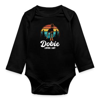 DOBIE LOVING LADY Doberman Cool Propriétaire Femmes - Body Bébé bio manches longues - noir - Devant