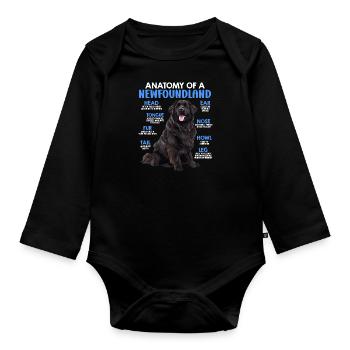 Newfoundland ANATOMY OF A NEWFOUNDLAND Dogs - Organic Longsleeve Baby Bodysuit - black - Front