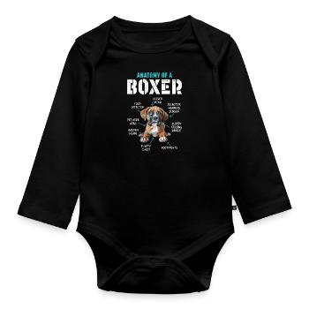 Boxeur allemand ANATOMIE D’UN BOXEUR Drôle - Body Bébé bio manches longues - noir - Devant
