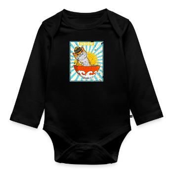 Kasachisch Kasachstan National Flagge Katze - Baby Bio-Langarm-Body - Schwarz - Vorne