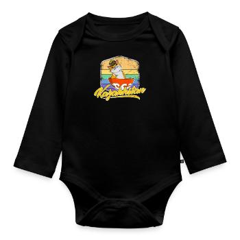 Kasachstan Kasach UdSSR Katze Flagge Normaden - Baby Bio-Langarm-Body - Schwarz - Vorne