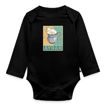 Ayran Becher Döner Kebab Türkei Türlisch Milch - Baby Bio-Langarm-Body - Schwarz - Vorne
