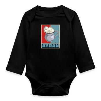 Ayran Becher Döner Kebab Türkei Türlisch Milch - Baby Bio-Langarm-Body - Schwarz - Vorne
