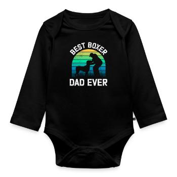 German Boxer BEST BOXER DAD EVER Boxer Dogs - Organic Longsleeve Baby Bodysuit - black - Front