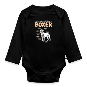 German Boxer COMPONENT PARTS OF A BOXER Dogs - Organic Longsleeve Baby Bodysuit - black - Front