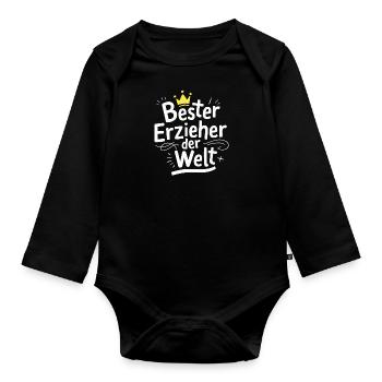 Bester Erzieher Welt Dank Anerkennung Ehre Award - Baby Bio-Langarm-Body - Schwarz - Vorne