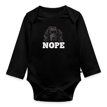Newfoundland NOPE Newfie Dog Owner Funny - Organic Longsleeve Baby Bodysuit - black - Front