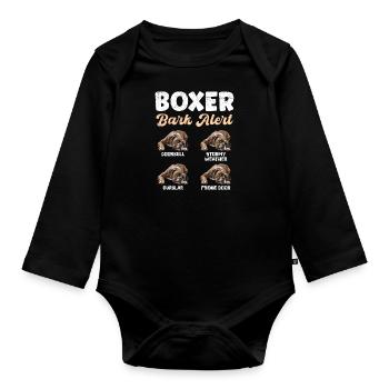 ALERTE ABOIEMENT BOXER Boxer allemand drôle - Body Bébé bio manches longues - noir - Devant