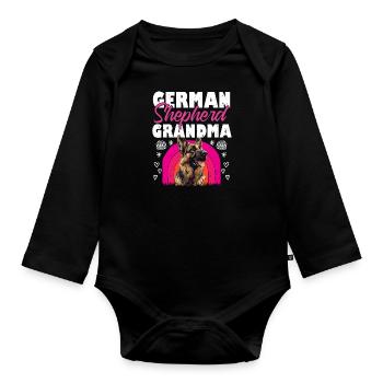 GERMAN SHEPHERD GRANDMA Deutscher Schäferhund - Baby Bio-Langarm-Body - Schwarz - Vorne