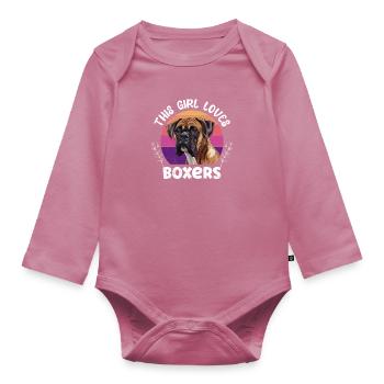 Boxer Chien Maman CETTE FILLE AIME LES BOXERS Drôle - Body Bébé bio manches longues - mauve - Devant