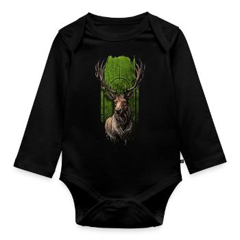 Majestic Monarch: Moose - Organic Longsleeve Baby Bodysuit - black - Front